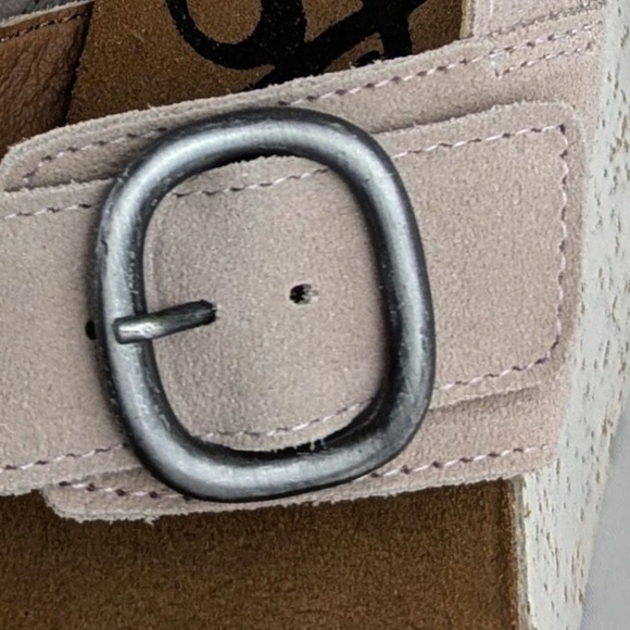 OTBT Peasant Wedge Platform Slingback Sandal Suede Leather Rosetta Blush 8 NWOB - Picture 7 of 13